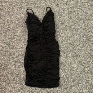 A3 DESIGN black rutched dress